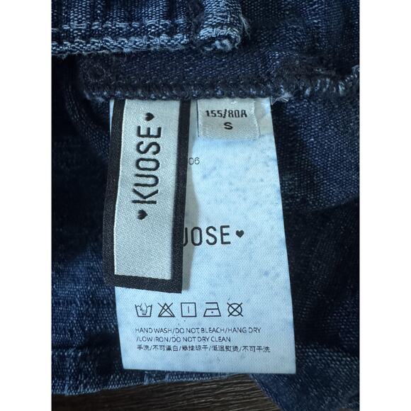 Cropped Jacket Womens Small Puff Sleeve Blue Denim Buttons Heart Pockets KUOSE - Picture 12 of 16